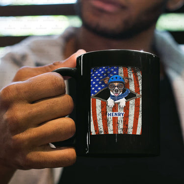 Personalized Dog Gift Idea - Dog With Blue Scarf And Helmet For Dog Lovers - Black Mug